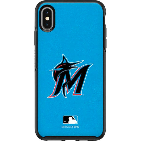 MLB Miami Marlins Solid Distressed Otterbox Symmetry iPhone Skin