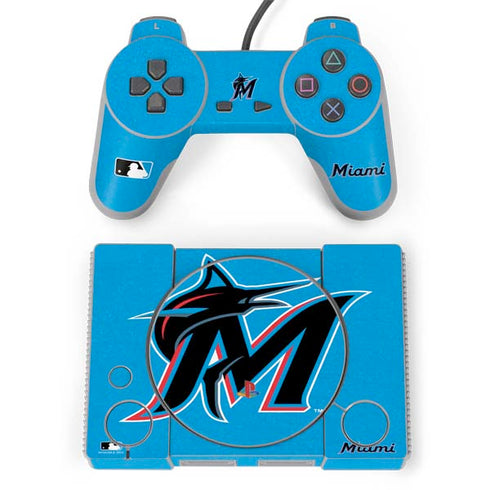 MLB Miami Marlins Solid Distressed PlayStation Classic Bundle Skin