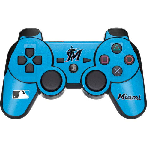 MLB Miami Marlins Solid Distressed PS3 Dual Shock wireless controller Skin