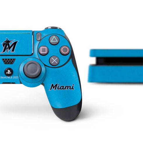 MLB Miami Marlins Solid Distressed PS4 Slim Bundle Skin