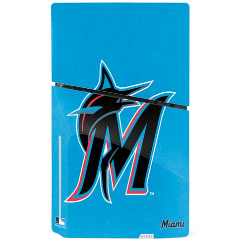 MLB Miami Marlins Solid Distressed PS5 Slim Disk Bundle Skin
