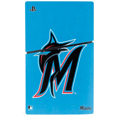 MLB Miami Marlins Solid Distressed PS5 Slim Disk Console Skin