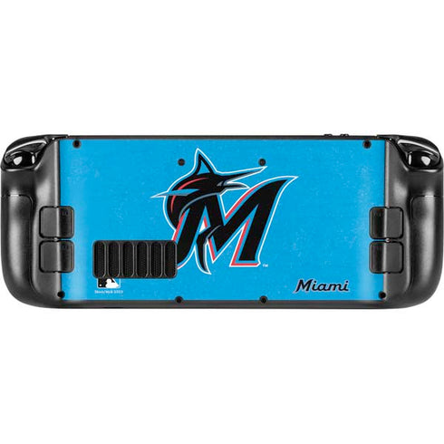 MLB Miami Marlins Solid Distressed Steam Deck Handheld Gaming Computer Skin