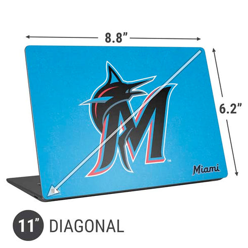 MLB Miami Marlins Solid Distressed Universal Laptop 11in (8.8 x 6.2in) Skin