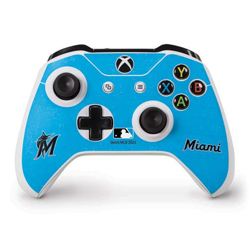 MLB Miami Marlins Solid Distressed Xbox One S Controller Skin