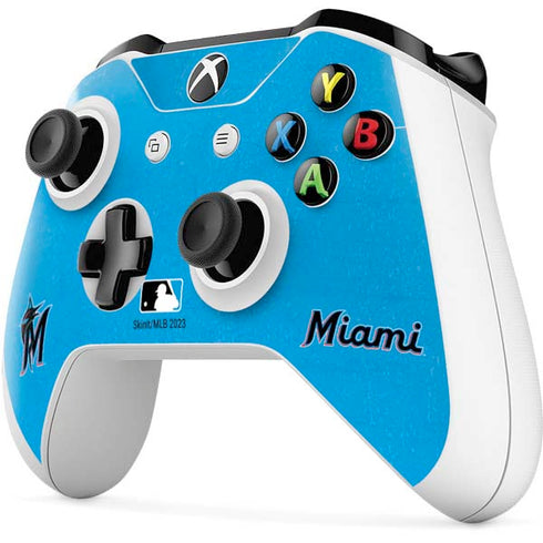 MLB Miami Marlins Solid Distressed Xbox One S Controller Skin