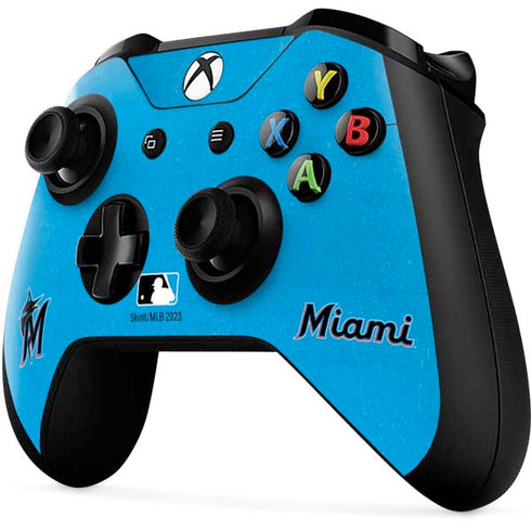 MLB Miami Marlins Solid Distressed Xbox One X Controller Skin