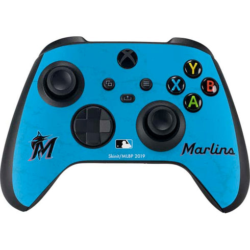 MLB Miami Marlins Solid Distressed Xbox Series X Bundle Skin
