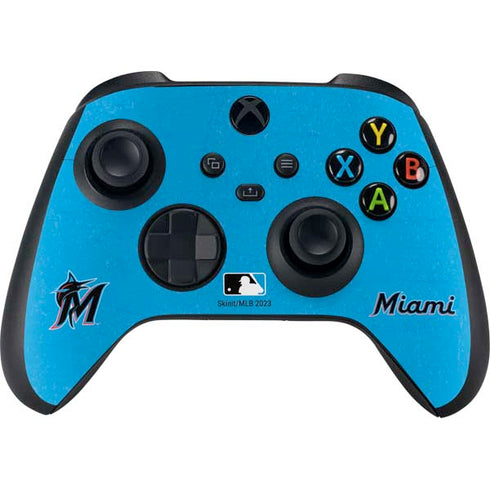 MLB Miami Marlins Solid Distressed Xbox Series X Controller Skin