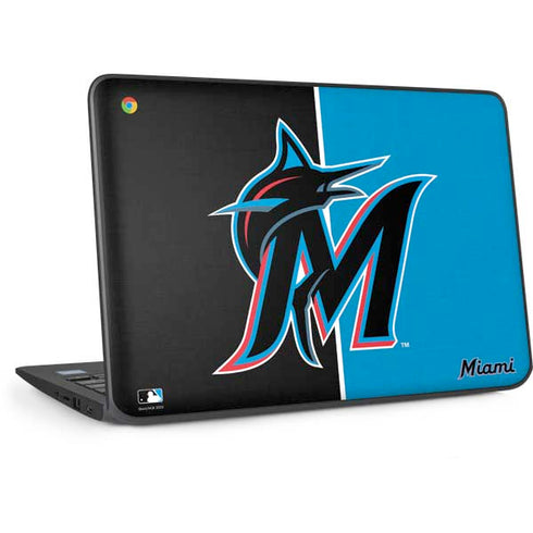 MLB Miami Marlins Split HP Chromebook Skin