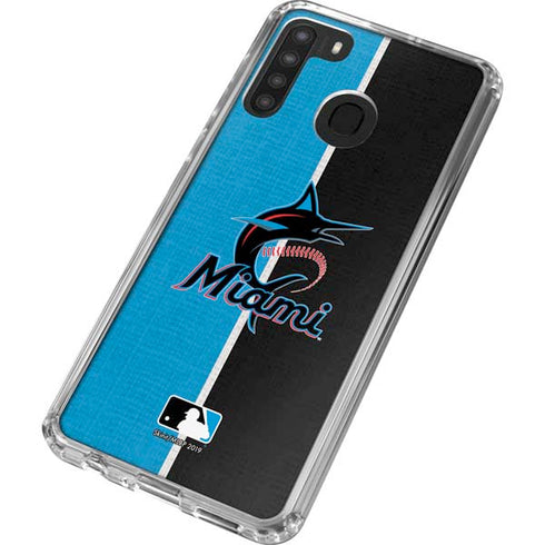 MLB Miami Marlins Split Galaxy A21 Clear Case