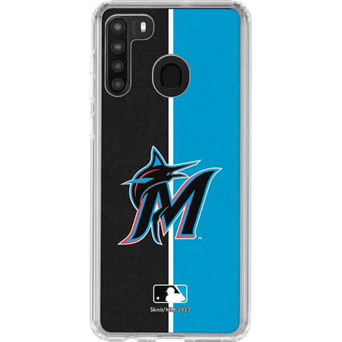 MLB Miami Marlins Split Galaxy A21 Clear Case