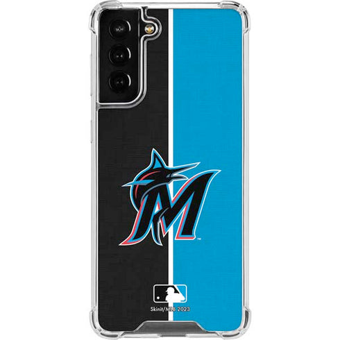 MLB Miami Marlins Split Galaxy S22 Plus Clear Case
