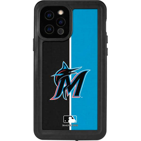 MLB Miami Marlins Split iPhone 12 Pro Waterproof Case