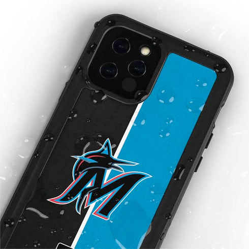 MLB Miami Marlins Split iPhone 12 Pro Waterproof Case