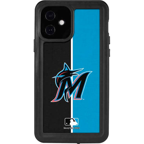 MLB Miami Marlins Split iPhone 12 Waterproof Case