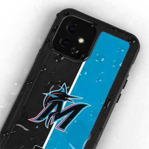 MLB Miami Marlins Split iPhone 12 Waterproof Case