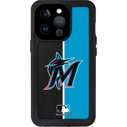 MLB Miami Marlins Split iPhone 14 Pro Waterproof Case
