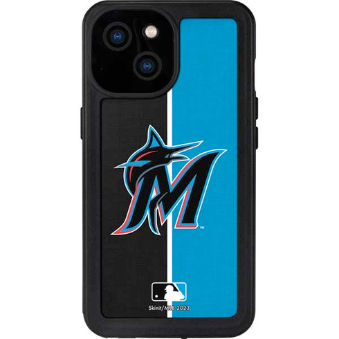 MLB Miami Marlins Split iPhone 15 Waterproof Case
