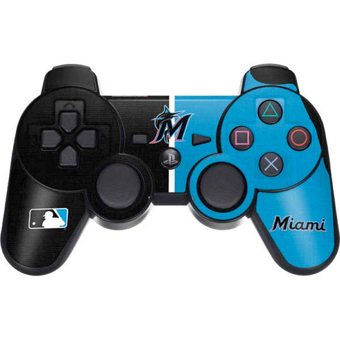 MLB Miami Marlins Split PS3 Dual Shock wireless controller Skin
