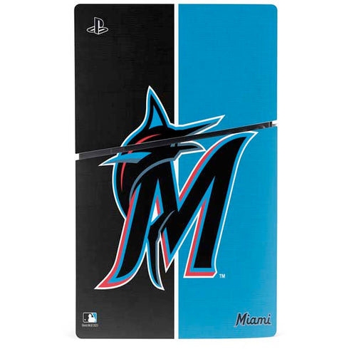 MLB Miami Marlins Split PS5 Slim Digital Edition Bundle Skin