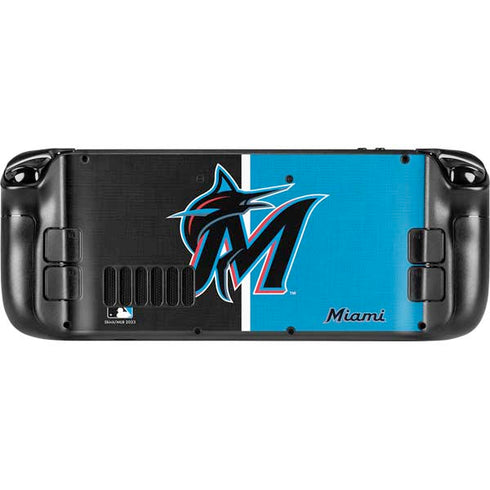 MLB Miami Marlins Split Steam Deck Handheld Gaming Computer Skin