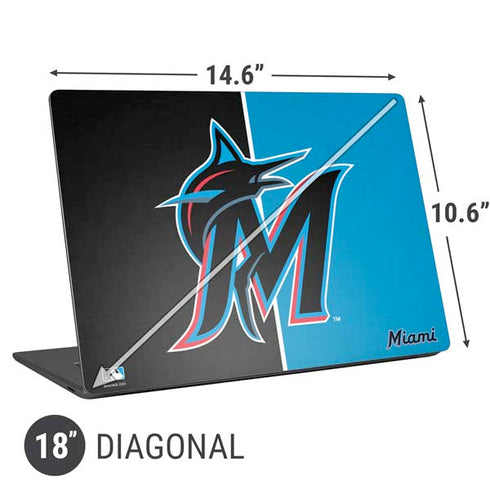 MLB Miami Marlins Split Universal Laptop 18in (14.6 x 10.6in) Skin