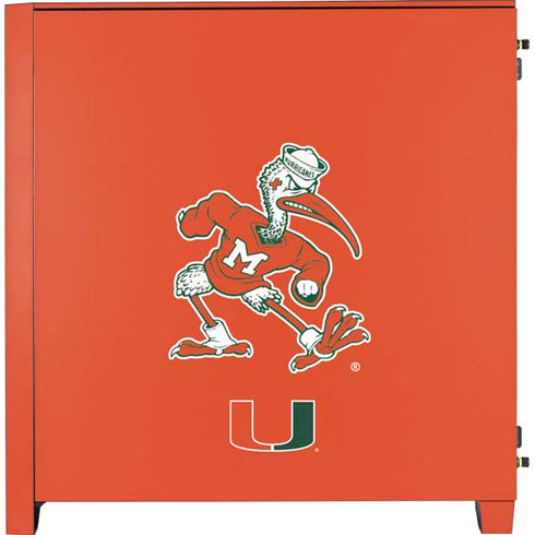 University of Miami Sebastian Mascot Corsair 4000D Tempered Glass Mid-Tower ATX Case Skin