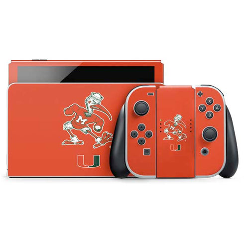 University of Miami Sebastian Mascot Nintendo Switch OLED (2021) Skin