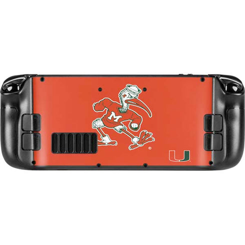 University of Miami Sebastian Mascot Steam Deck Handheld Gaming Computer Skin