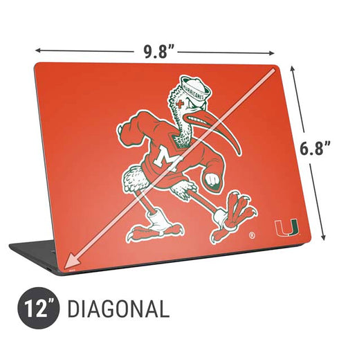 University of Miami Sebastian Mascot Universal Laptop 12in (9.8 x 6.8in) Skin