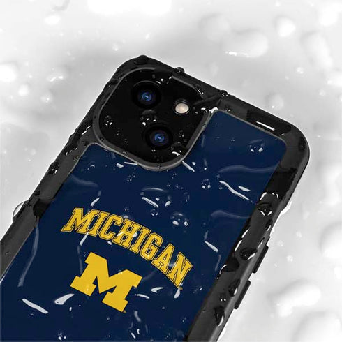 University of Michigan M iPhone 15 Plus Waterproof Case
