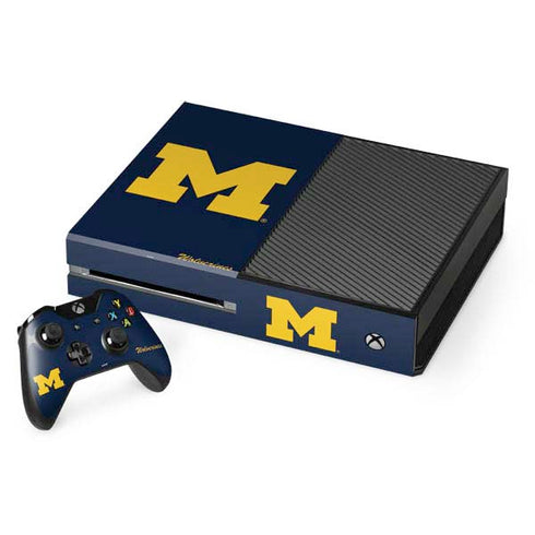 Michigan M Logo Bold Xbox One Console and Controller Bundle Skin