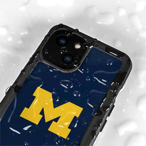 University of Michigan M Logo iPhone 15 Plus Waterproof Case