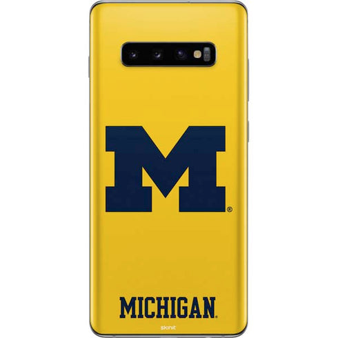 University of Michigan M Logo Yellow Galaxy S10 Plus Skin