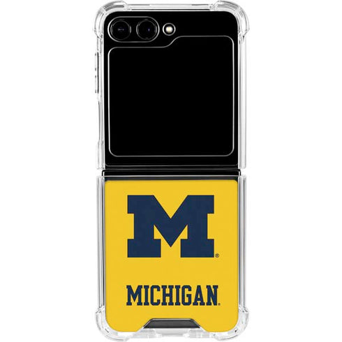 University of Michigan M Logo Yellow Galaxy Z Flip5 5G Clear Case