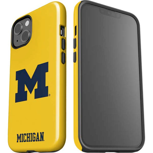 University of Michigan M Logo Yellow iPhone 15 Plus Impact Case