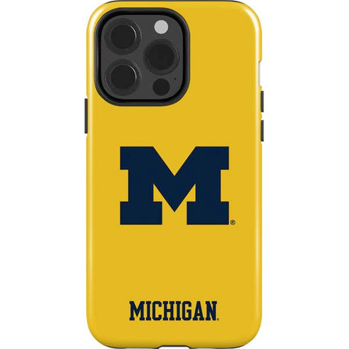 University of Michigan M Logo Yellow iPhone 15 Pro Impact Case