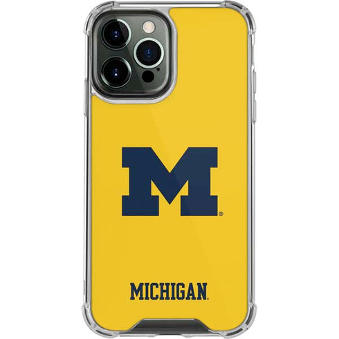 University of Michigan M Logo Yellow iPhone 15 Pro Max Clear Case