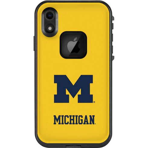 Michigan M Logo Yellow LifeProof Fre iPhone XR Skin