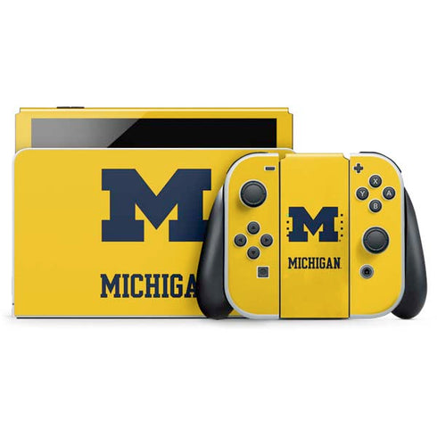 University of Michigan M Logo Yellow Nintendo Switch OLED (2021) Skin