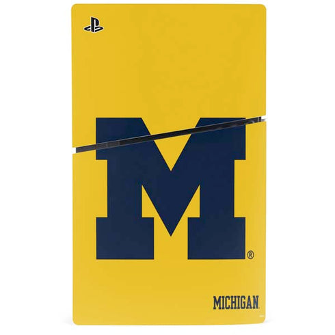 University of Michigan M Logo Yellow PS5 Slim Disk Bundle Skin