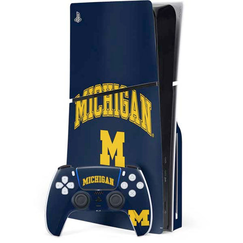 University of Michigan M PS5 Slim Disk Bundle Skin