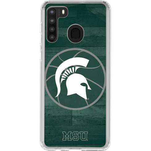Michigan State University Basketball Courtside Galaxy A21 Clear Case