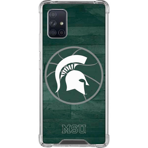 Michigan State University Basketball Courtside Galaxy A71 5G Clear Case