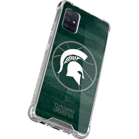 Michigan State University Basketball Courtside Galaxy A71 5G Clear Case
