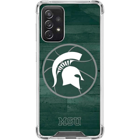 Michigan State University Basketball Courtside Galaxy A72 5G Clear Case