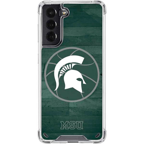 Michigan State University Basketball Courtside Galaxy S21 5G Clear Case