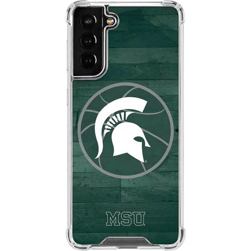 Michigan State University Basketball Courtside Galaxy S21 FE Clear Case