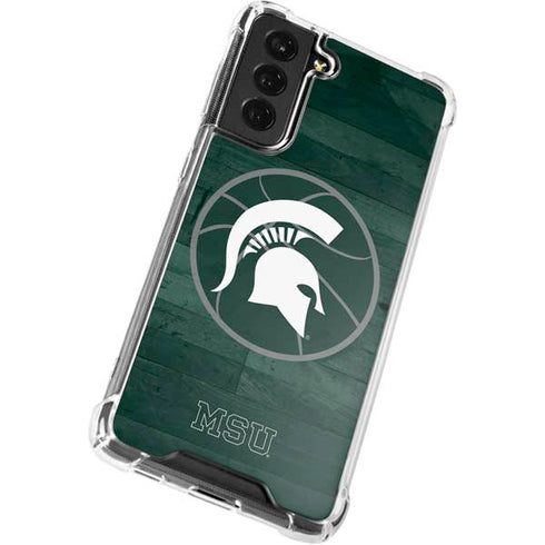 Michigan State University Basketball Courtside Galaxy S21 FE Clear Case